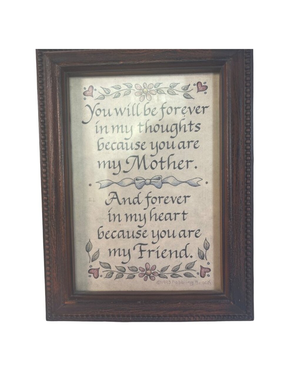 Babbling Brook 1993 Framed Mother & Friend Inspirational Wall Art Decor Vintage
